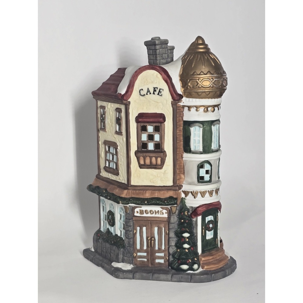 Mercuries 1994 Christmas Village Cafe Books Shop Light-Ready Vintage Holiday